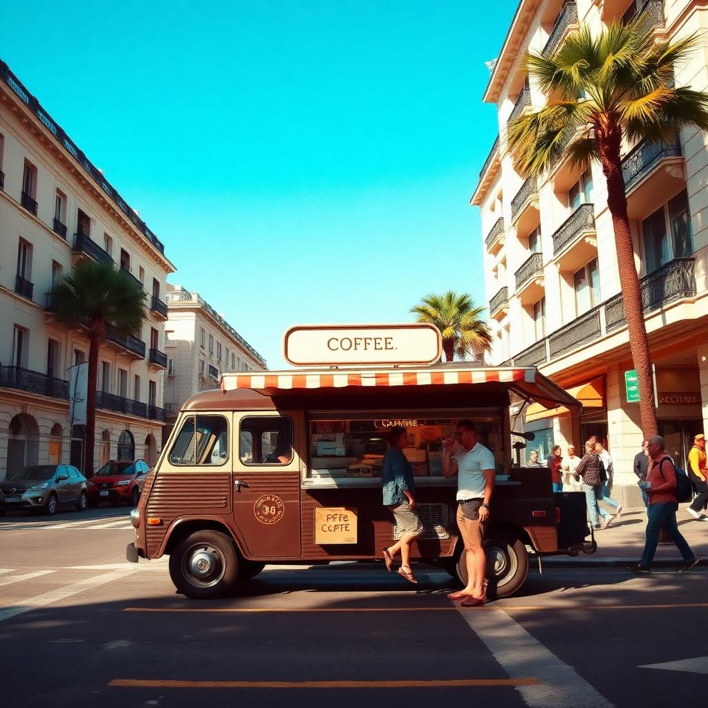 Coffee truck on a sunny street